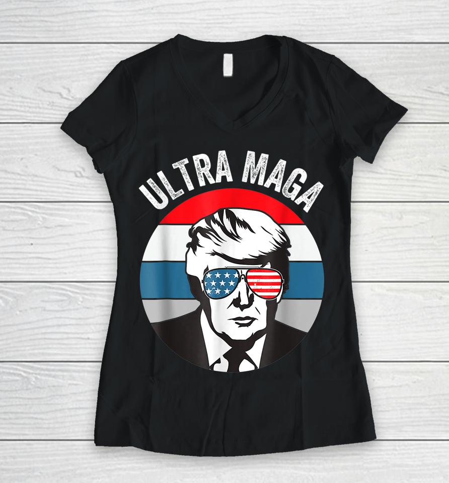 Ultra Maga Trump Women V-Neck T-Shirt