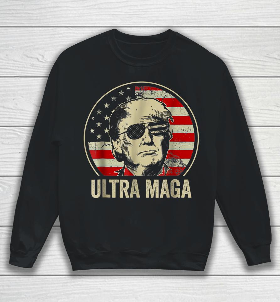 Ultra Mega Donald Trump Vintage American Flag Sweatshirt