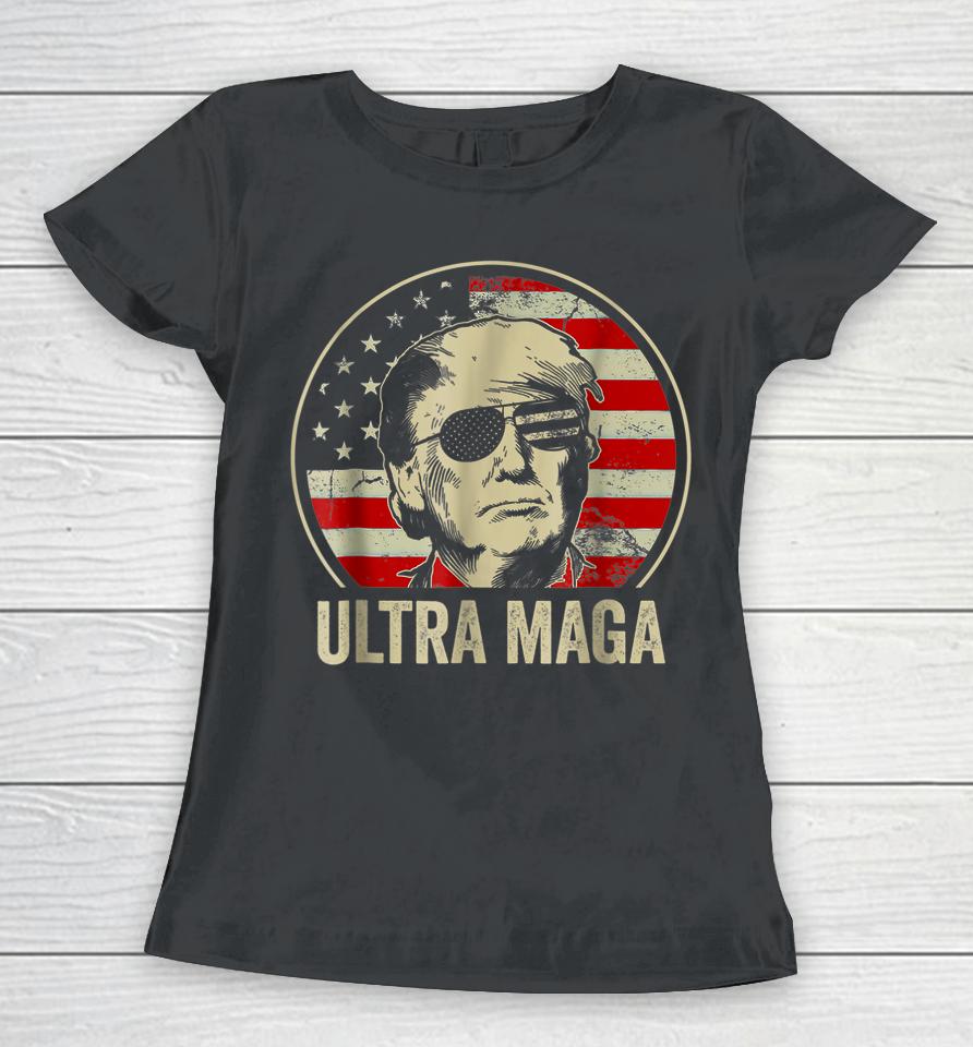 Ultra Mega Donald Trump Vintage American Flag Women T-Shirt