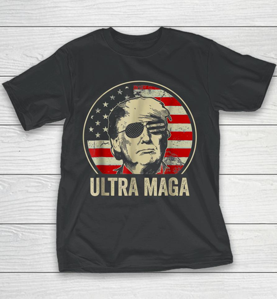 Ultra Mega Donald Trump Vintage American Flag Youth T-Shirt