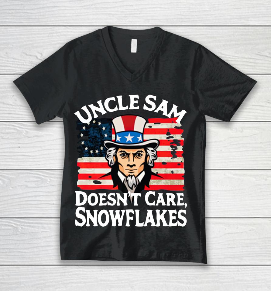 Uncle Sam Doesn't Care Snowflakes Unisex V-Neck T-Shirt