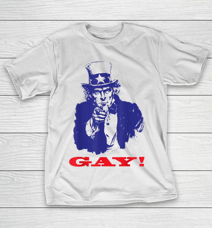 Uncle Sam Griddy Say Gay Lgbt Gay Ally Pride Month T-Shirt