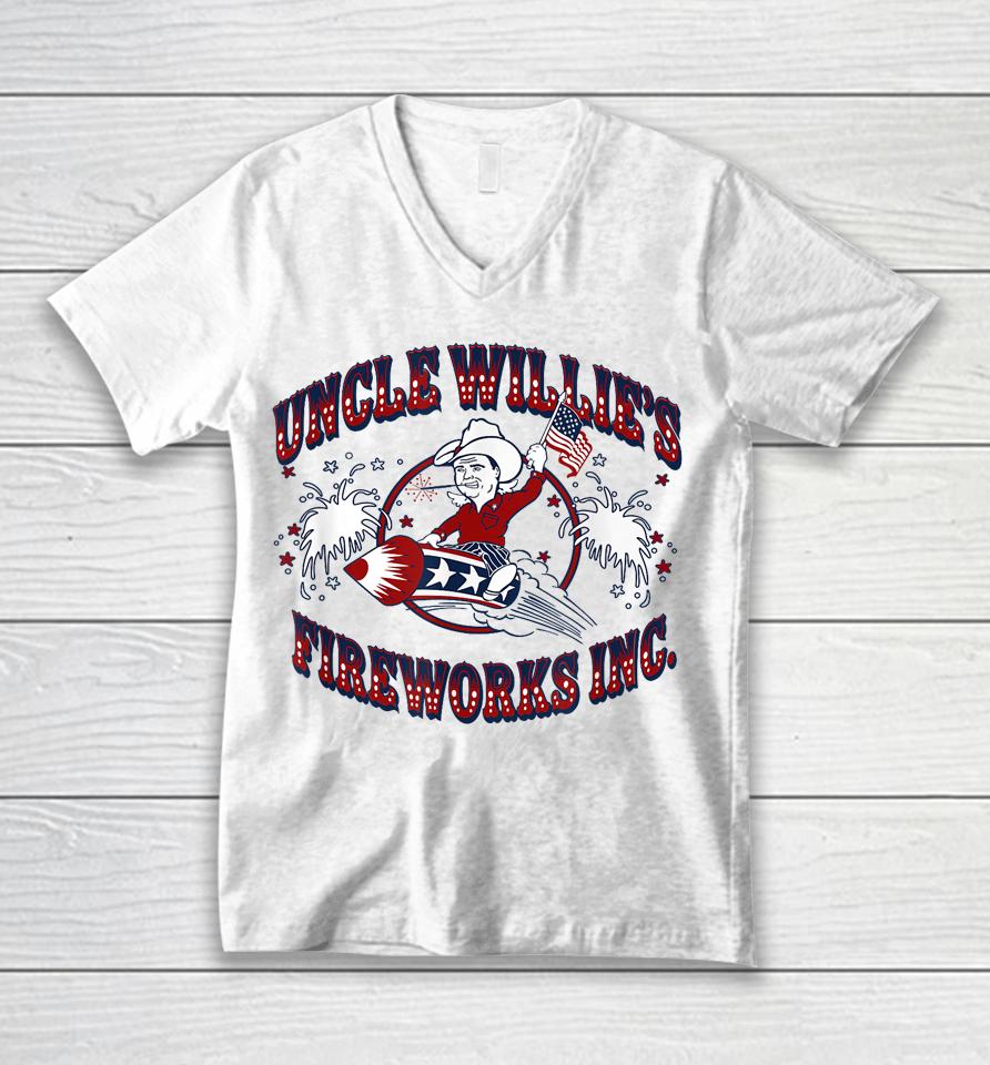 Uncle Willies Firework Inc Unisex V-Neck T-Shirt