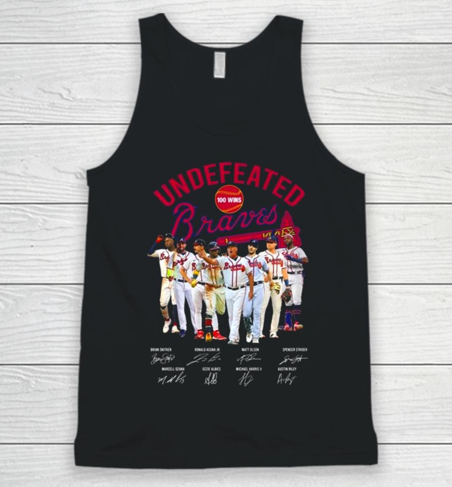 Undefeated Perfect 100 Wins Atlanta Braves Baseball Signatures Unisex Tank Top