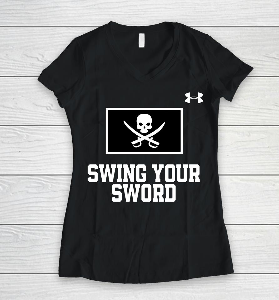 Under Armour Mike Leach Swing Your Sword Women V-Neck T-Shirt