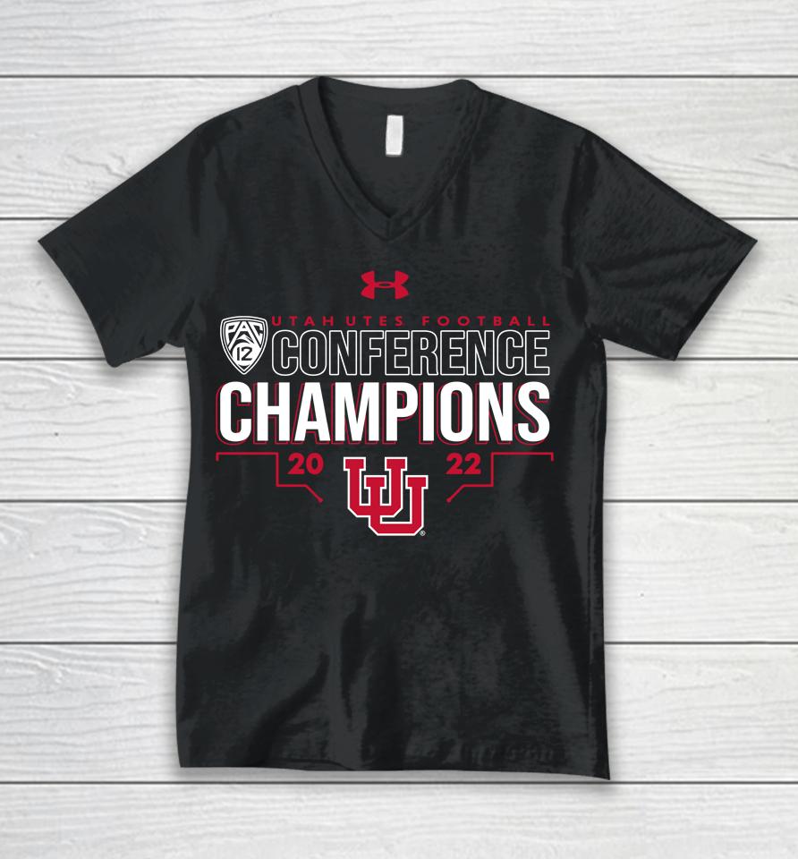 Under Armour Utah Utes Football 2022 Pac-12 Conference Champions Unisex V-Neck T-Shirt