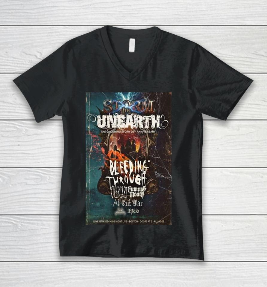 Unearth Celebrate 20 Years Of Our Album The Oncoming Storm June 15Th 2024 Unisex V-Neck T-Shirt