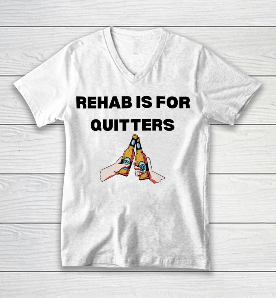 Unethical Threads Rehab Is For Quitters Drinking Unisex V-Neck T-Shirt