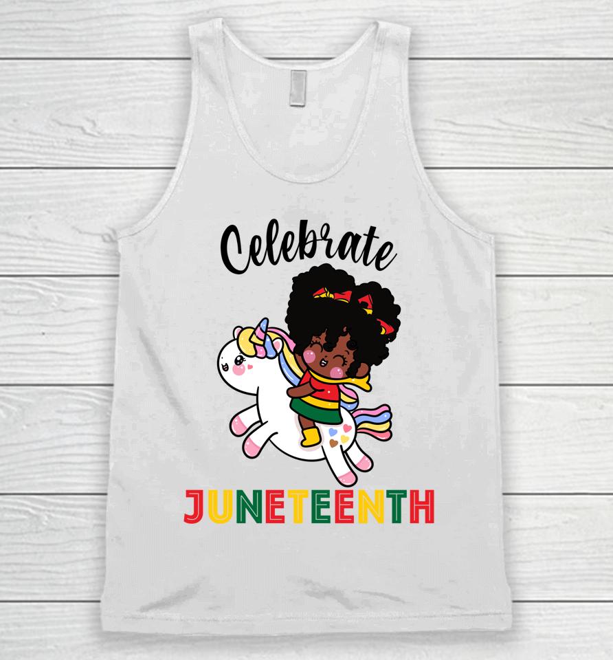Unicorn Celebrate Juneteenth 1865 Cute Black Girls Kids Unisex Tank Top