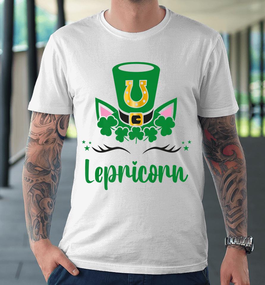 Unicorn Face Lepricorn Girls St Patrick's Day Premium T-Shirt