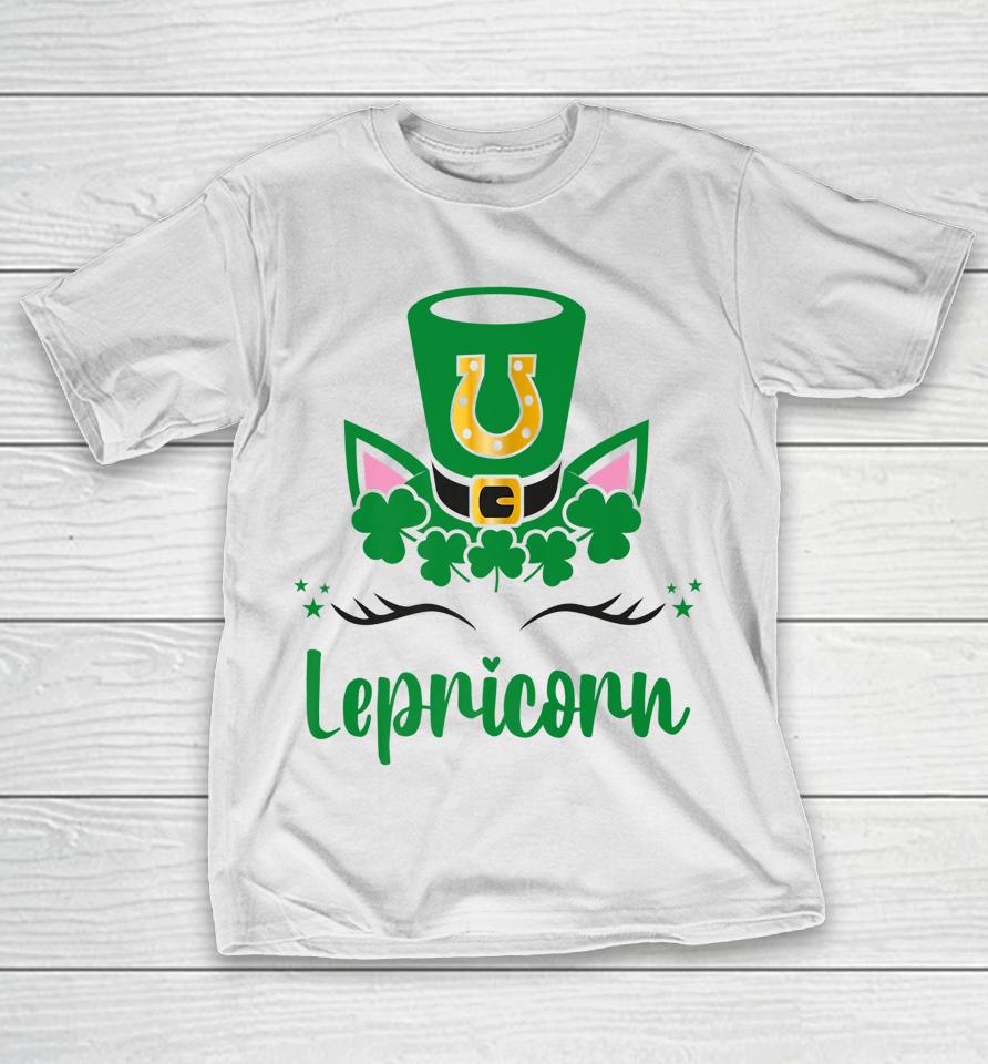 Unicorn Face Lepricorn Girls St Patrick's Day T-Shirt