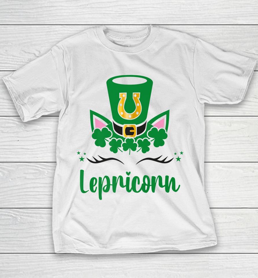 Unicorn Face Lepricorn Girls St Patrick's Day Youth T-Shirt