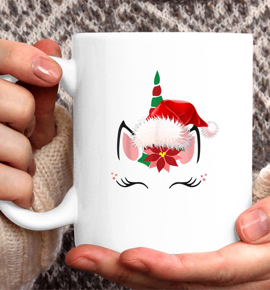Unicorn Face Santa Hat Christmas Coffee Mug