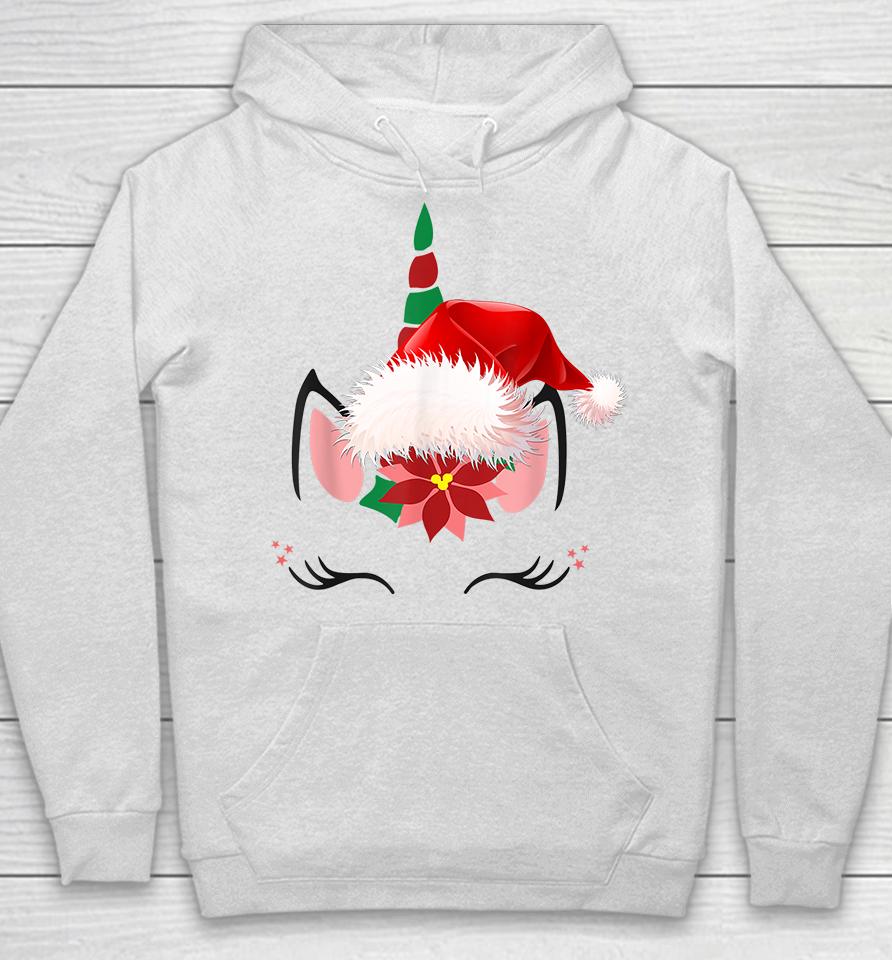 Unicorn Face Santa Hat Christmas Hoodie
