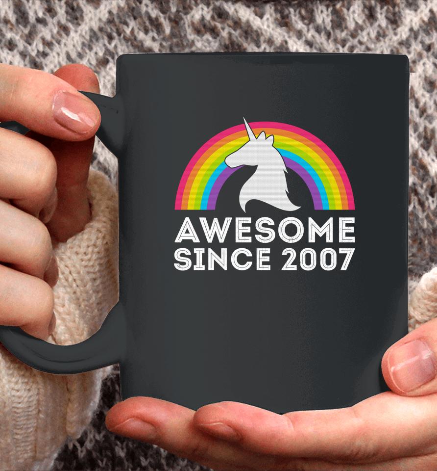 Unicorn Graphic 15 Years Old 15Th Birthday Party Awesome Since 2007 Coffee Mug