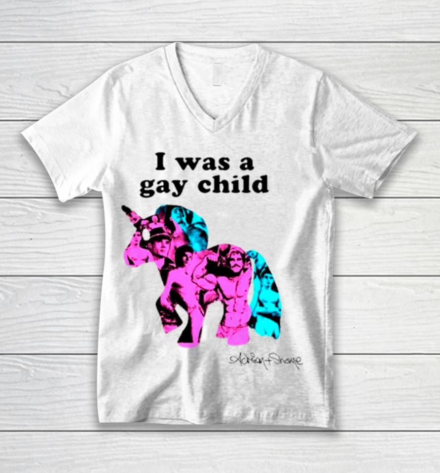 Unicorn I Was A Gay Child Unisex V-Neck T-Shirt