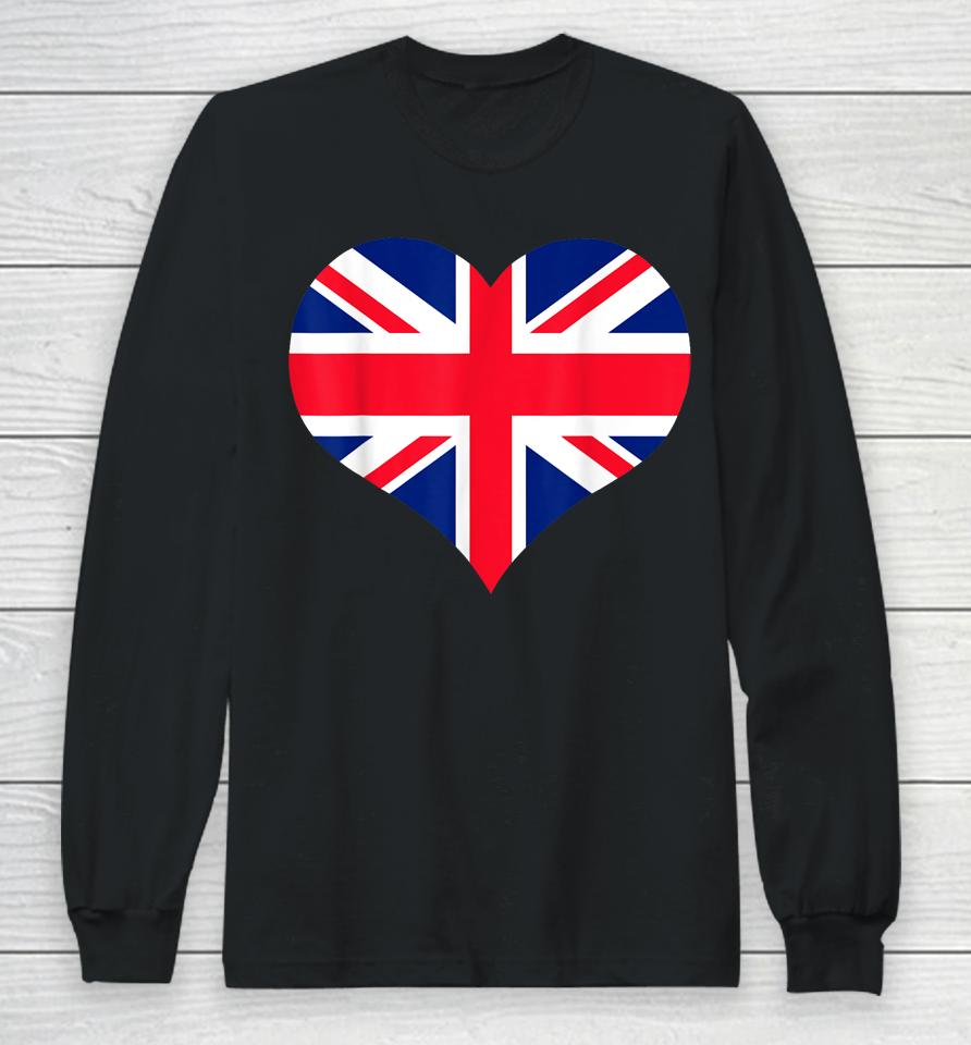 Union Jack British Flag Heart British Isles Long Sleeve T-Shirt