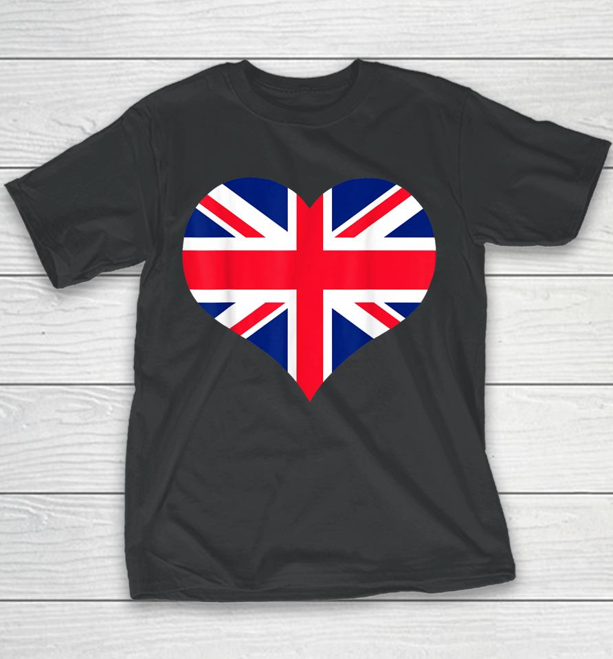 Union Jack British Flag Heart British Isles Youth T-Shirt
