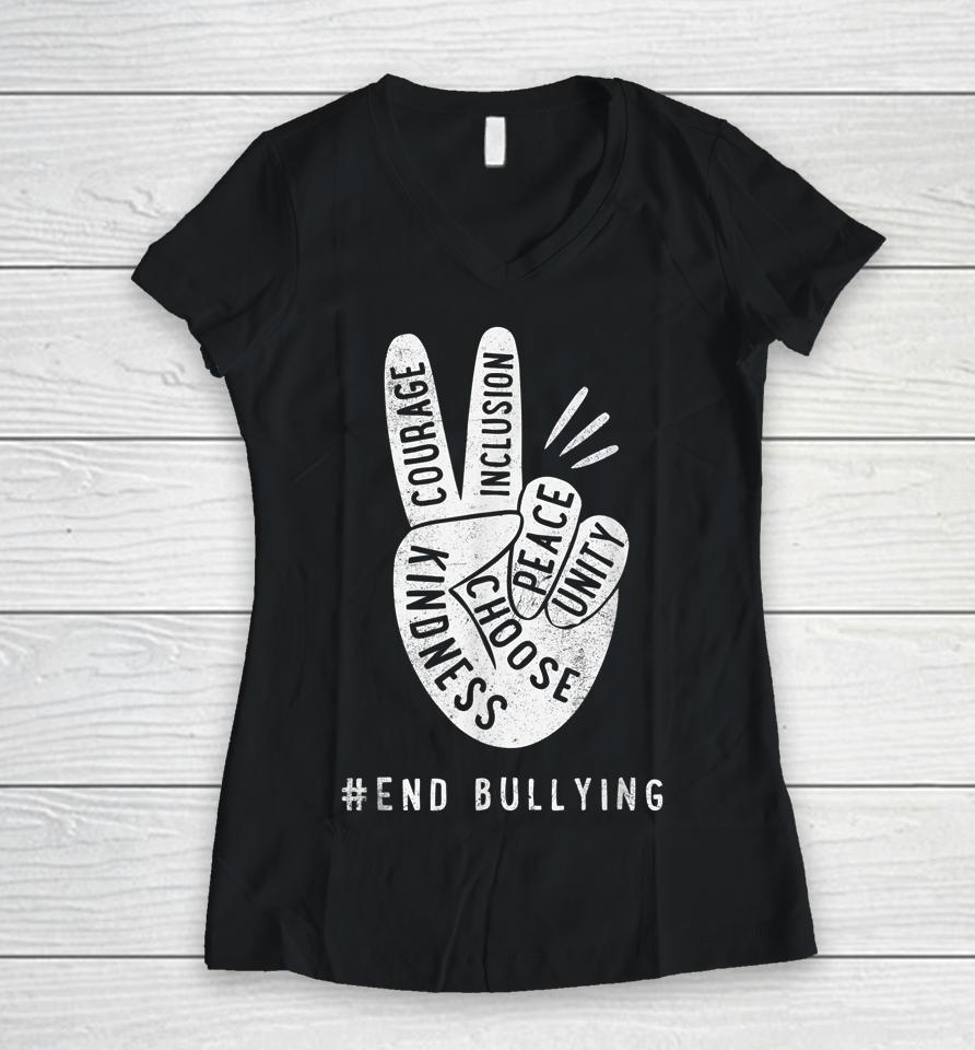 Unity Day Be Kind For Women Anti Bullying Orange Women V-Neck T-Shirt