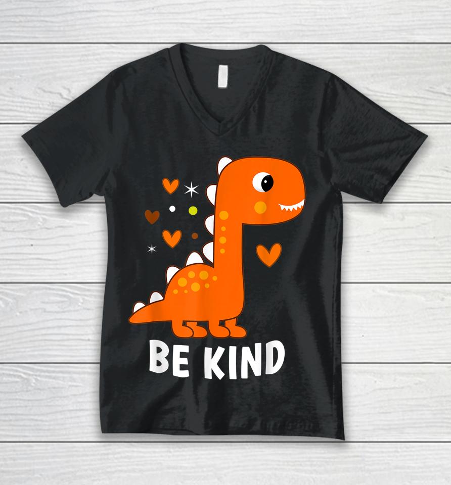 Unity Day Orange Cute Dino Kids Boys Girls Be Kind Unity Day Unisex V-Neck T-Shirt