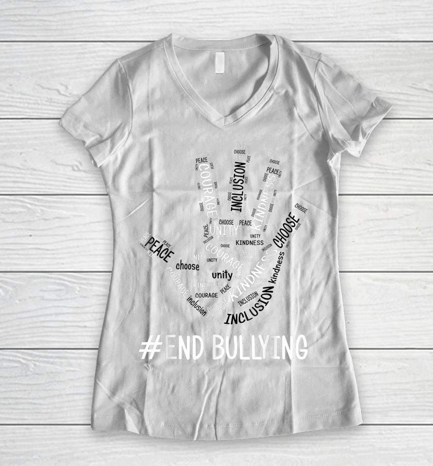 Unity Day Orange Kids 2023 Anti Bullying Love Sign Language Women V-Neck T-Shirt
