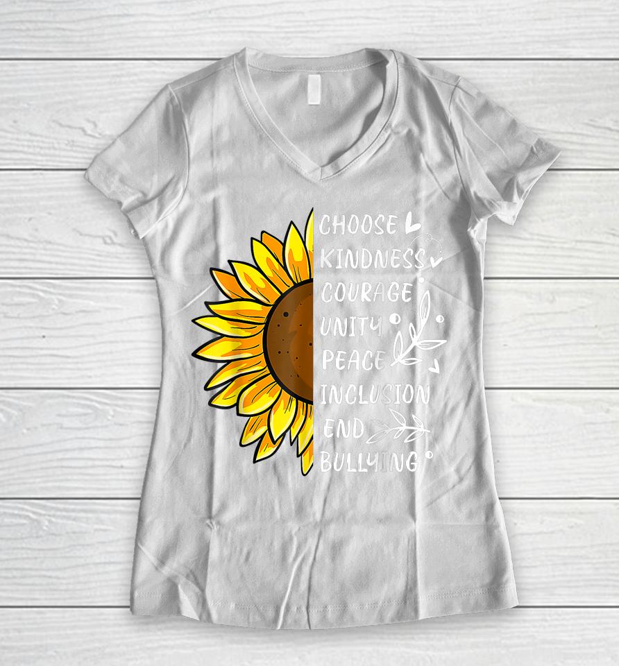 Unity Day Orange Kids 2023 Anti Bullying Sunflower Women V-Neck T-Shirt