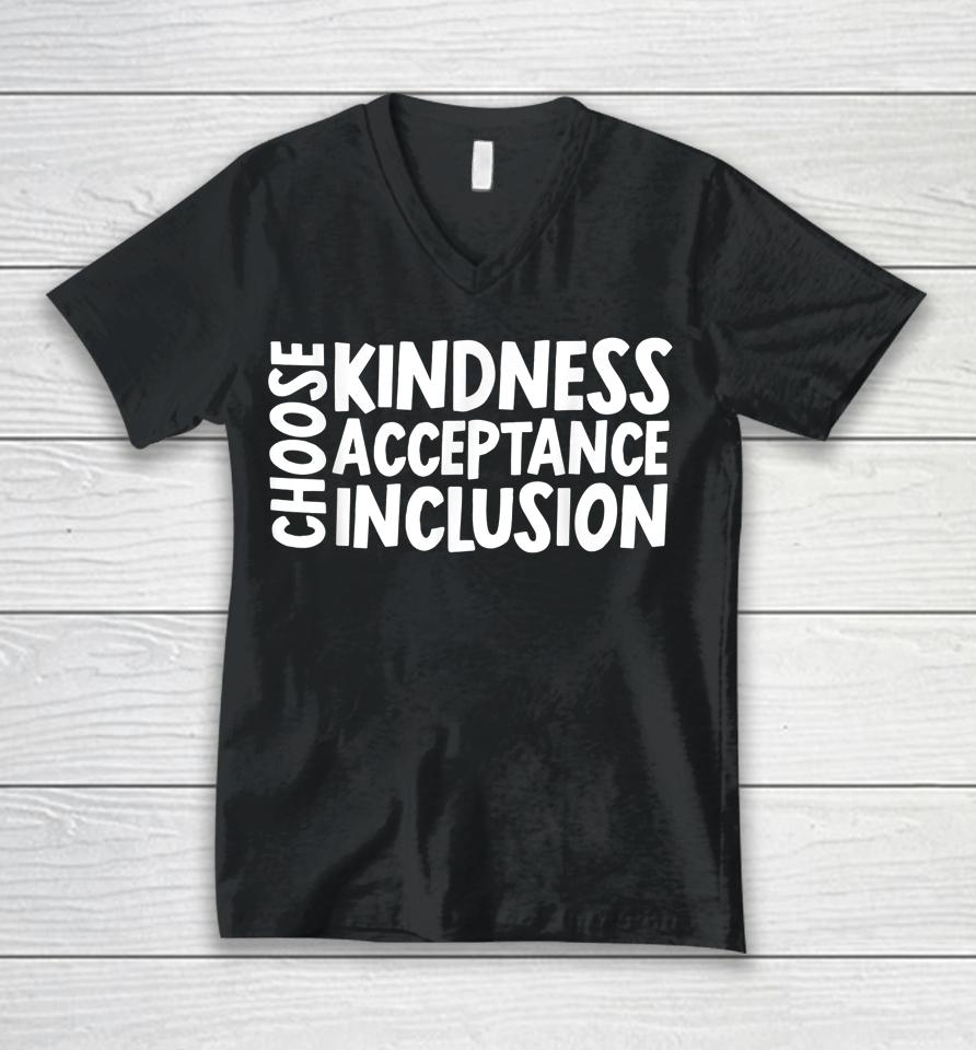 Unity Day Shirt Choose Kindness Acceptance Inclusion Orange Unisex V-Neck T-Shirt