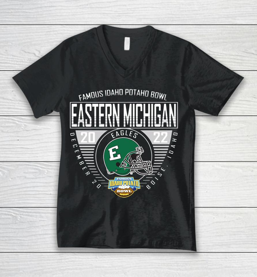 University Football Eastern Michigan 2022 Famous Idaho Potato Bowl Bound Unisex V-Neck T-Shirt