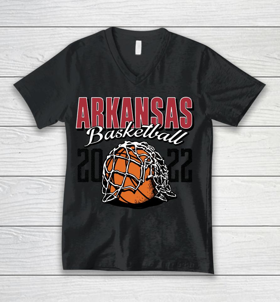 University Of Arkansas Basketball Nothing But Net Unisex V-Neck T-Shirt