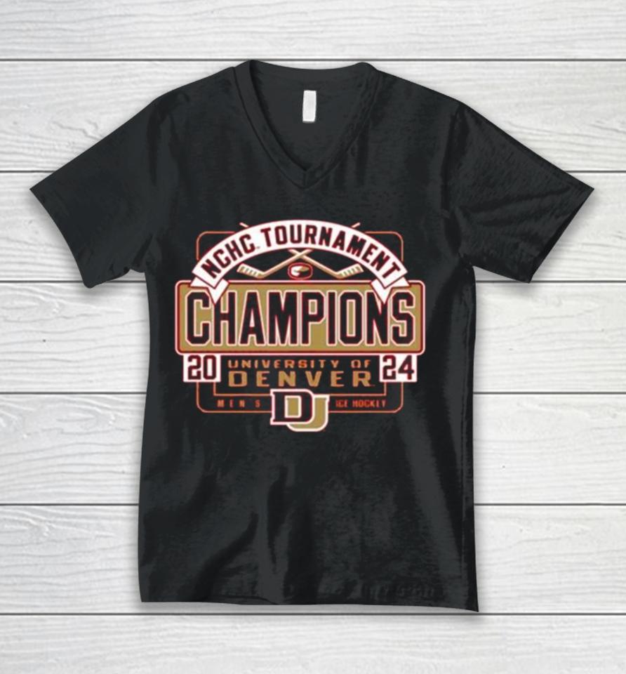University Of Denver Men’s Hockey 2024 Summit League Tournament Champions Unisex V-Neck T-Shirt