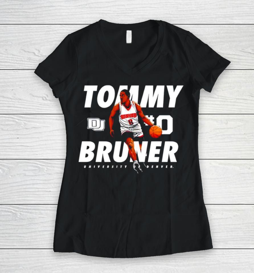 University Of Denver Tommy Bruner Women V-Neck T-Shirt