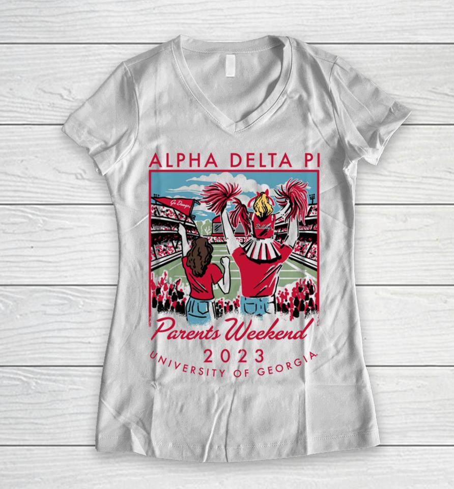 University Of Georgia 2023 Alpha Delta Pi Parents Weekend Women V-Neck T-Shirt