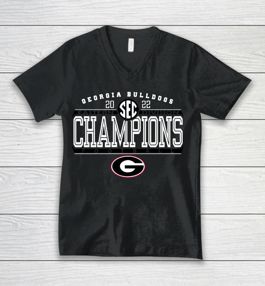 University Of Georgia Bulldogs Football 2022 Sec East Champions Unisex V-Neck T-Shirt