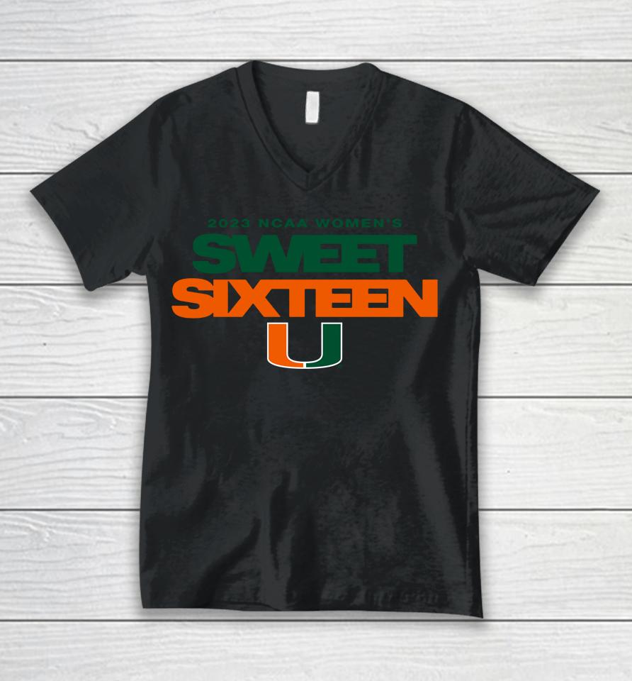 University Of Miami Women's Basketball 2023 Sweet 16 Unisex V-Neck T-Shirt