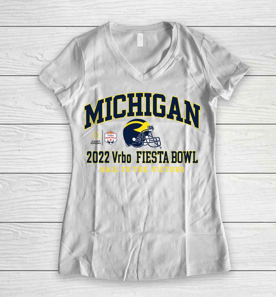 University Of Michigan Vrbo Fiesta Bowlfootball 2022 College Football Playoff Women V-Neck T-Shirt