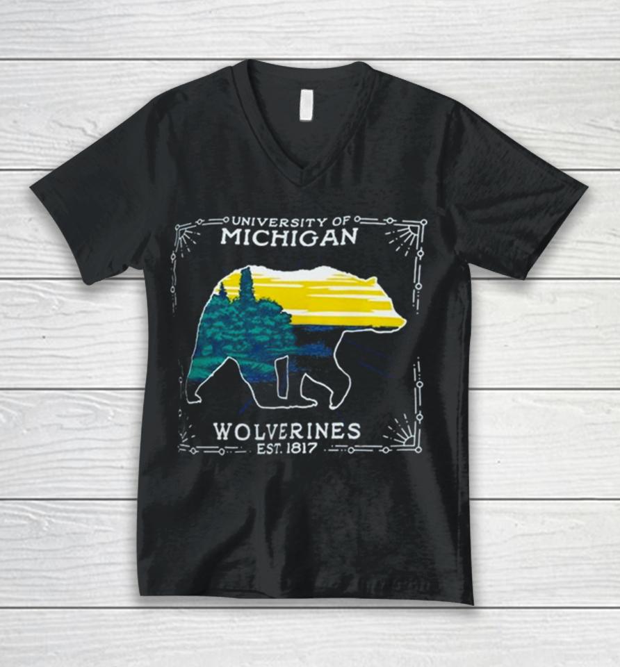 University Of Michigan Wolverines State Scenery Unisex V-Neck T-Shirt