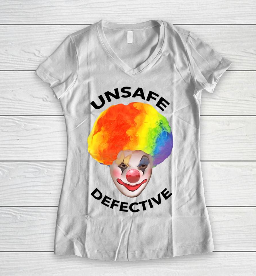 Unsafe Defective Beware The Clown Women V-Neck T-Shirt