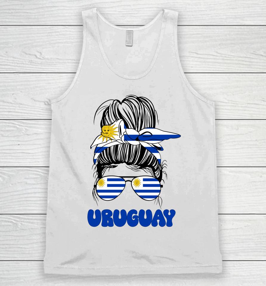 Uruguayan Women Messy Bun Shirt Uruguay Flag For Girls Uruguayan Unisex Tank Top