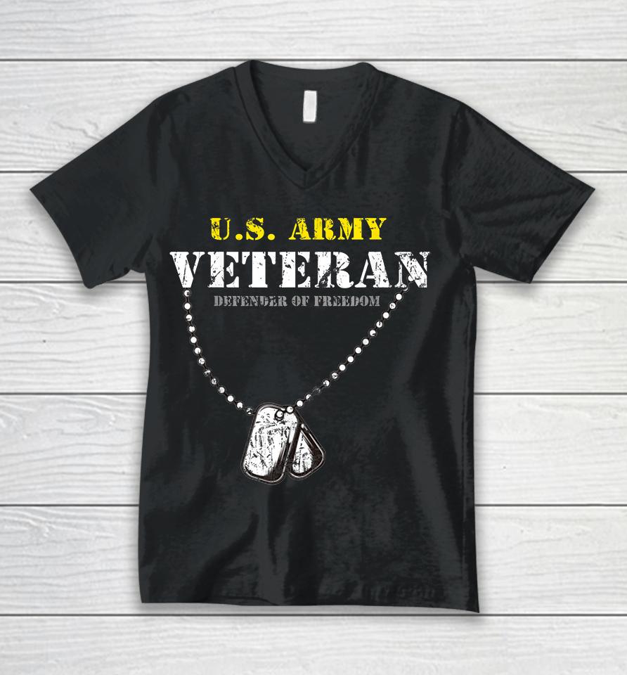 Us Army Veteran Defender Of Freedom Unisex V-Neck T-Shirt