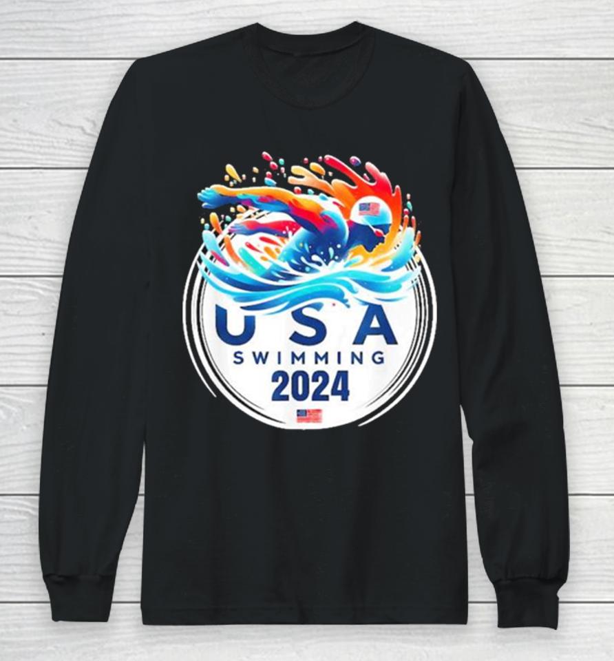 Usa 2024 United States American Sport 2024 Swimming Long Sleeve T-Shirt