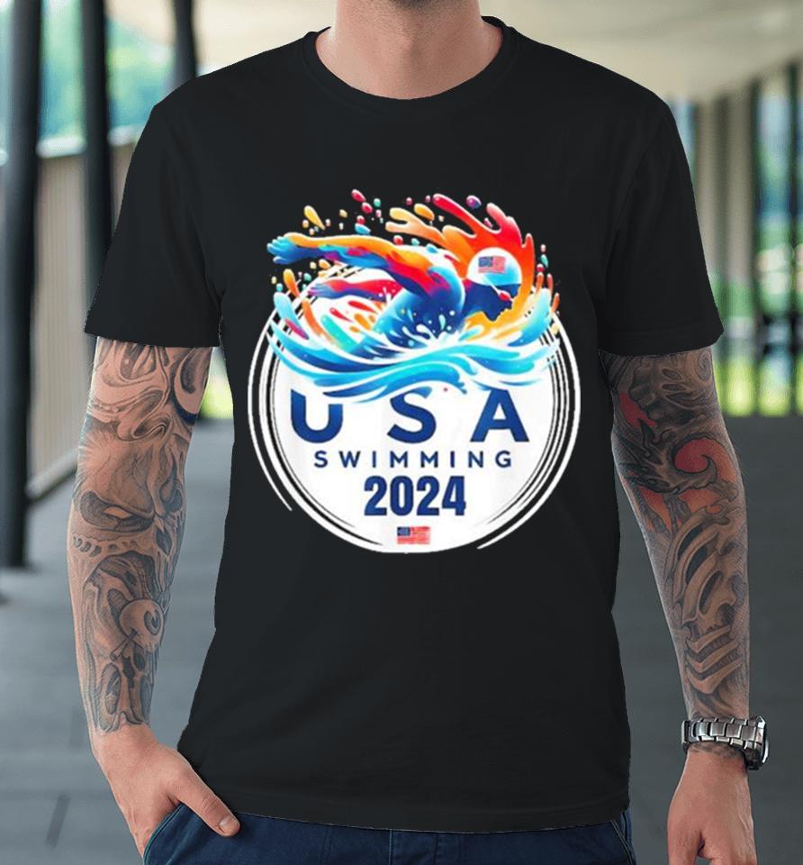 Usa 2024 United States American Sport 2024 Swimming Premium T-Shirt
