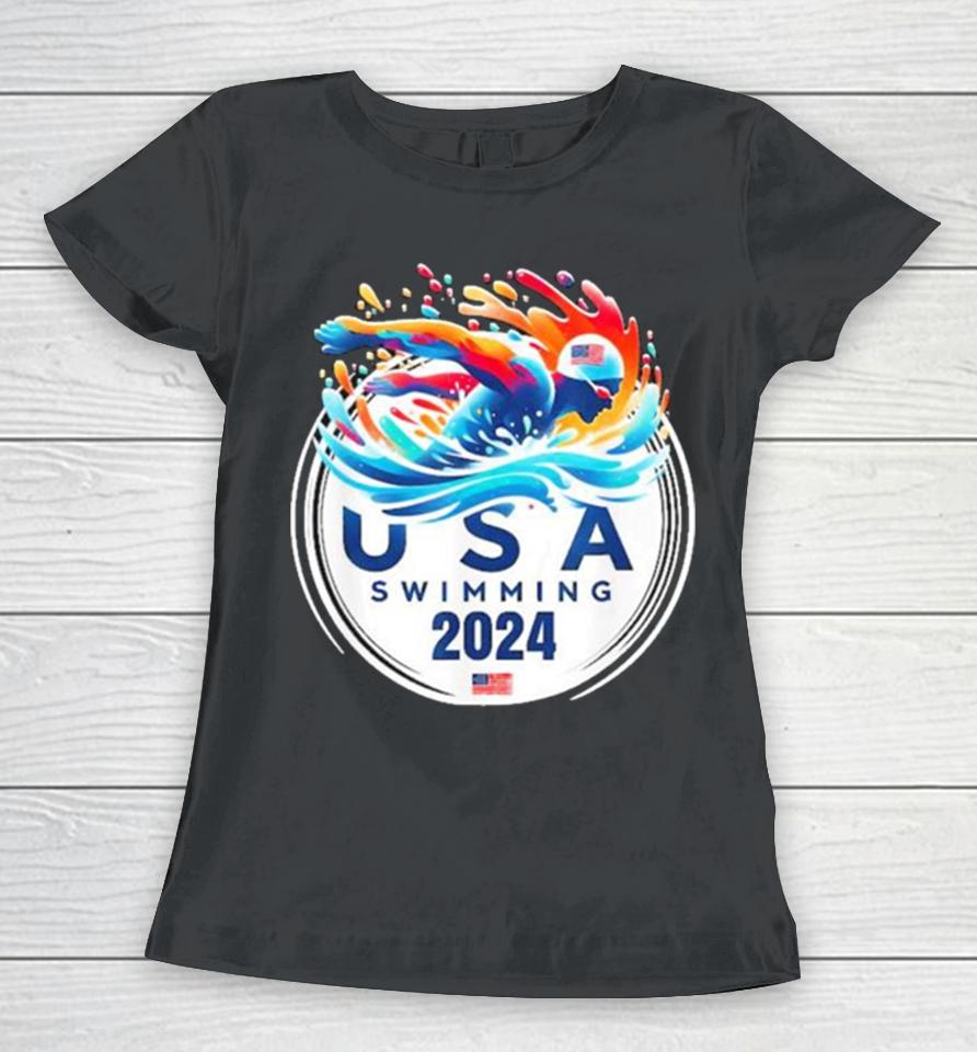 Usa 2024 United States American Sport 2024 Swimming Women T-Shirt