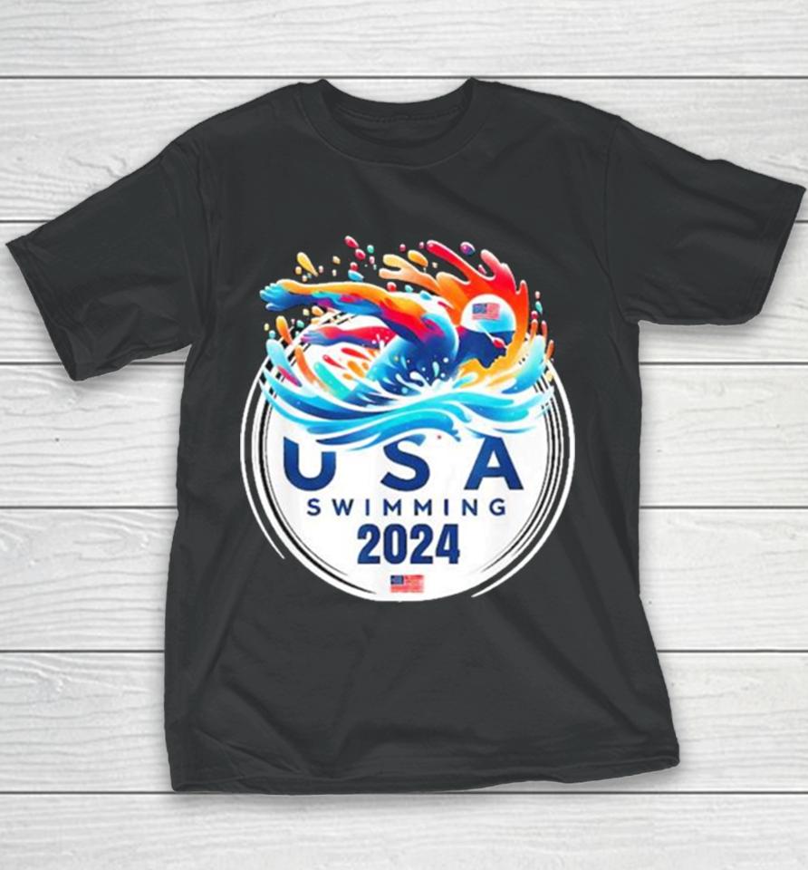Usa 2024 United States American Sport 2024 Swimming Youth T-Shirt