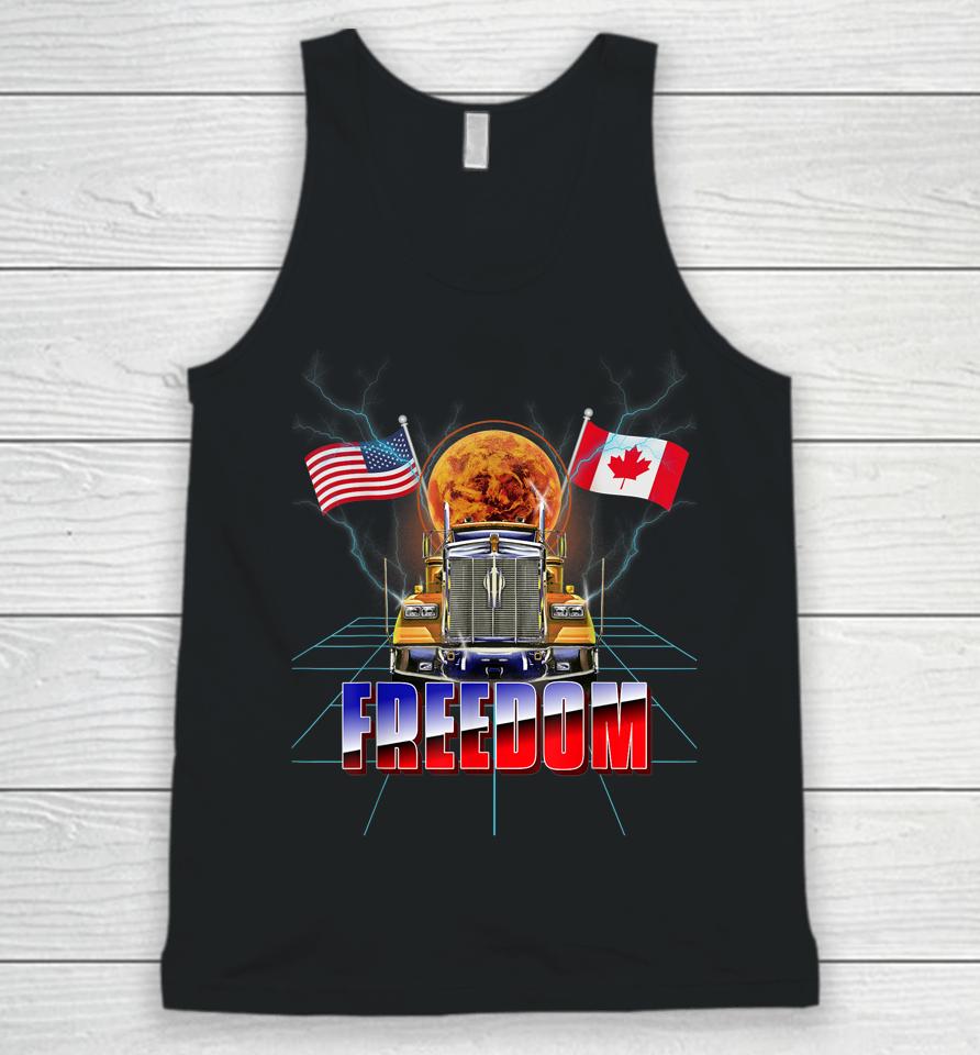 Usa American And Canada Flag Freedom Convoy 2022 Trucker Unisex Tank Top