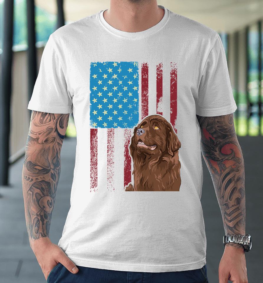 Usa American Flag Patriotic Dog Newfoundland Premium T-Shirt