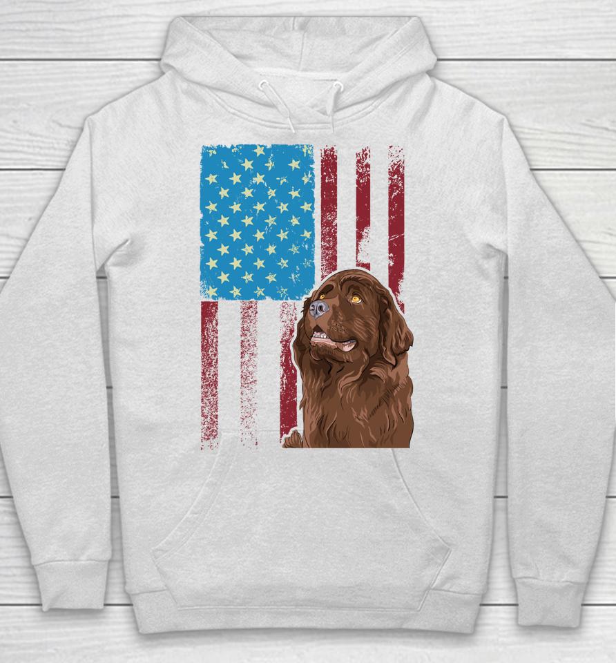 Usa American Flag Patriotic Dog Newfoundland Hoodie