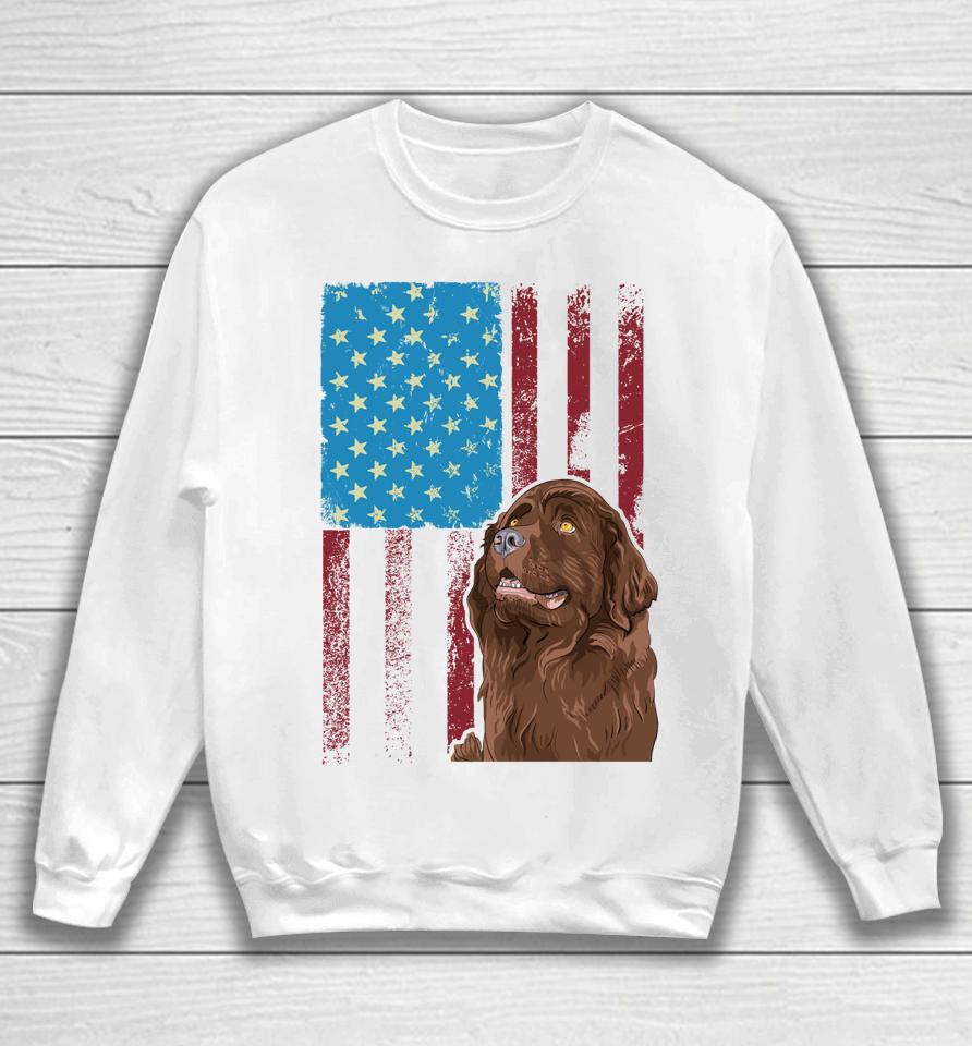 Usa American Flag Patriotic Dog Newfoundland Sweatshirt