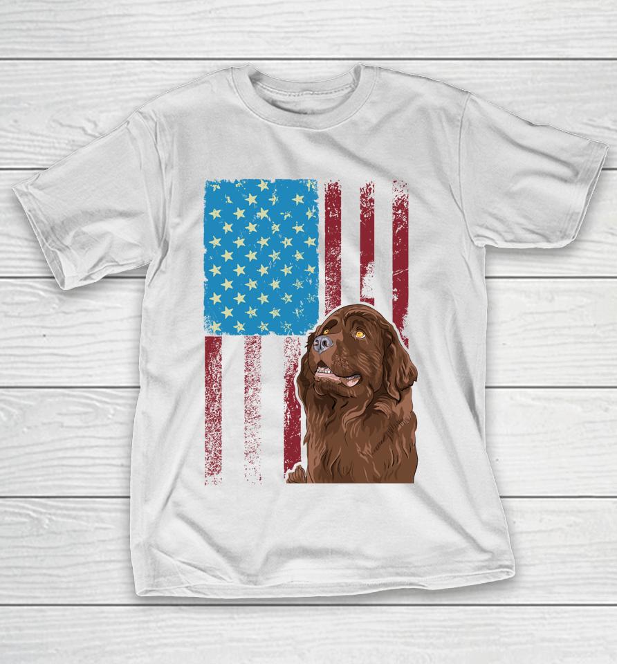 Usa American Flag Patriotic Dog Newfoundland T-Shirt