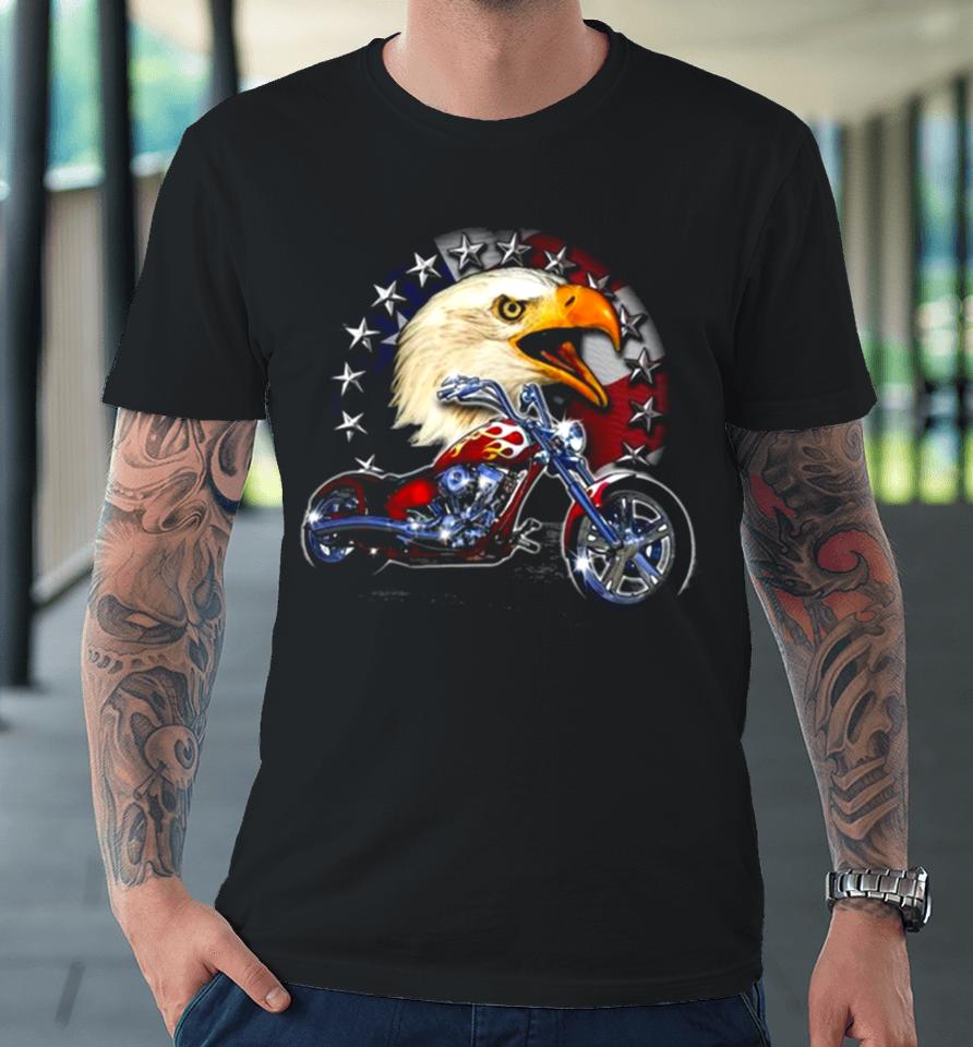 Usa Chopper Bald Eagle Muscle Eagle American Flag Premium T-Shirt