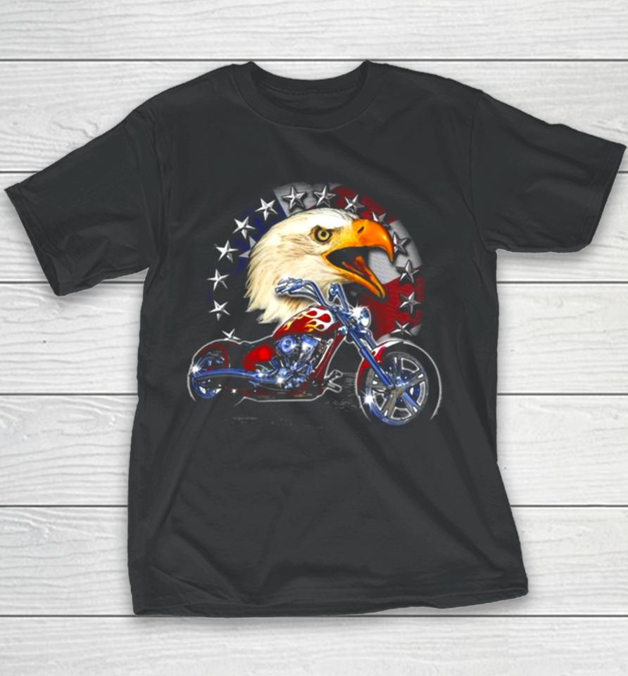 Usa Chopper Bald Eagle Muscle Eagle American Flag Youth T-Shirt